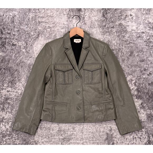 Zadig & Voltaire Genuine Lamb Leather Jacket Medium Womens Liam Green